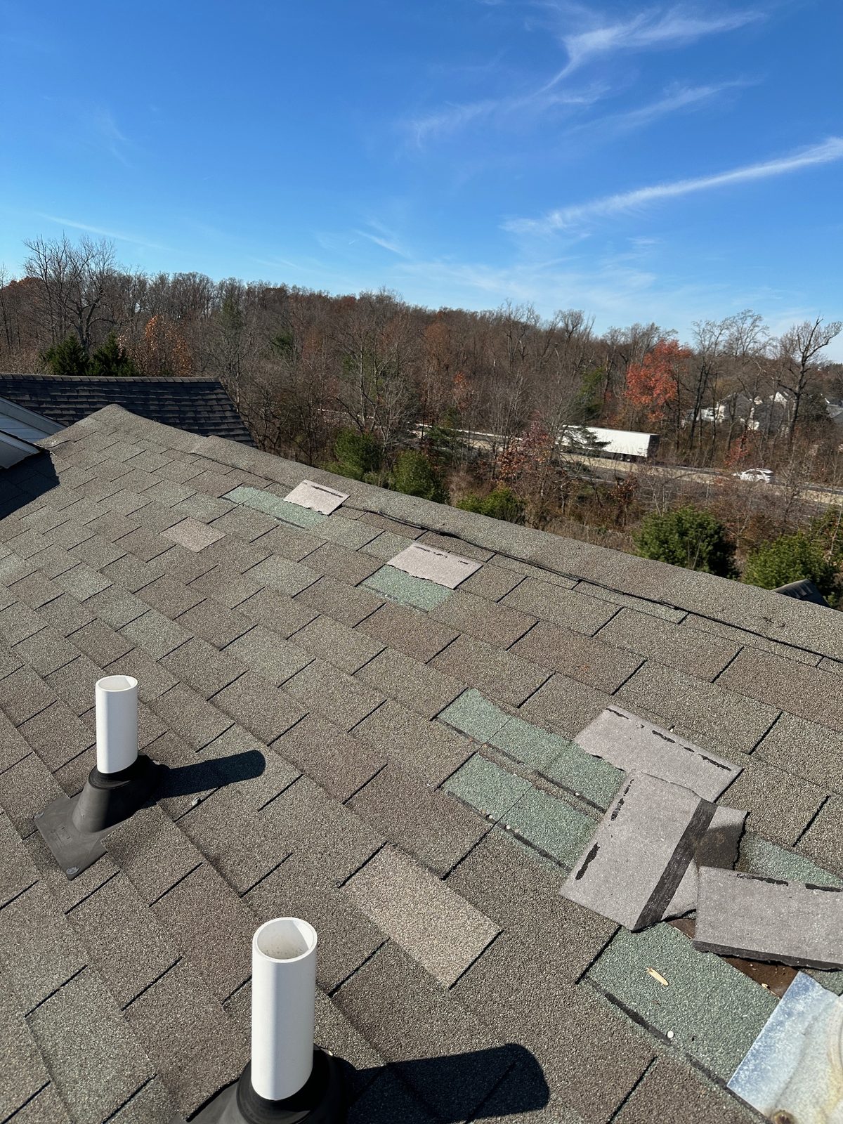 Storm damaged roof