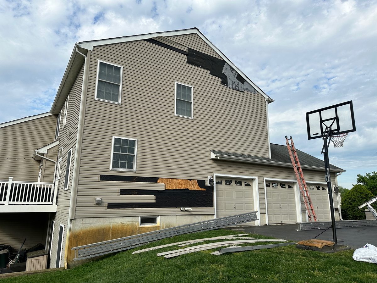 Storm damage before repair