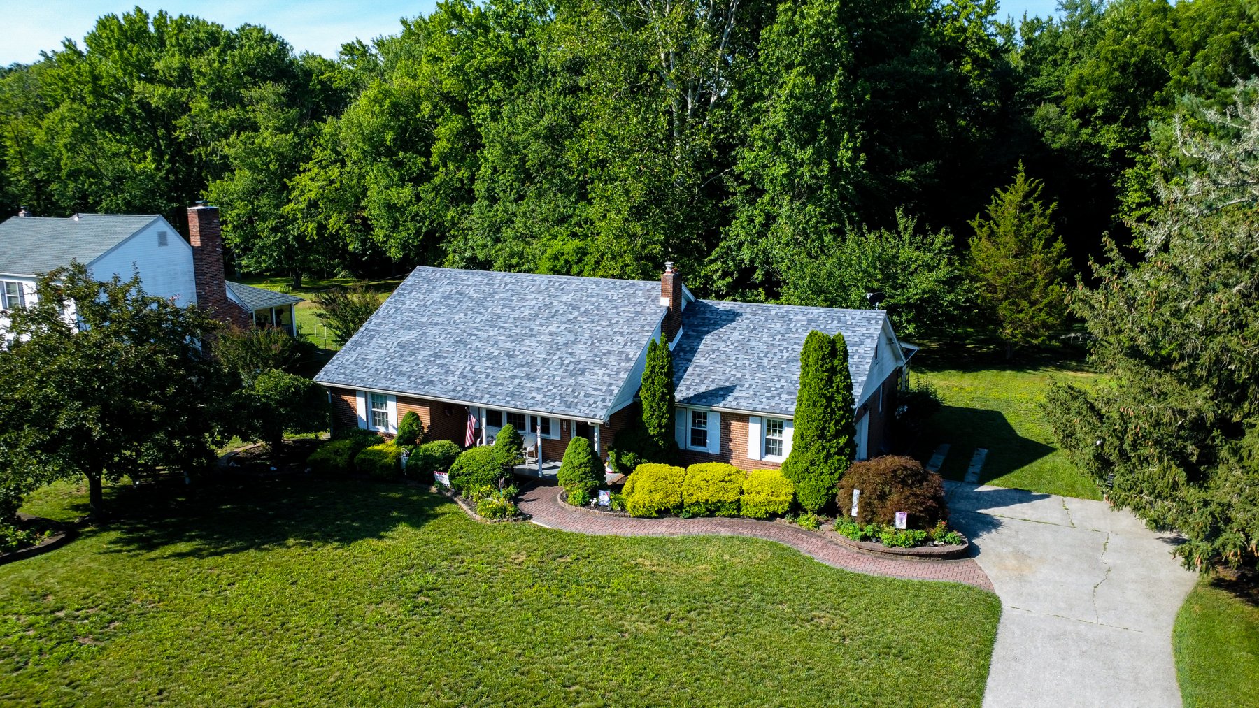 Drone photo of completed roof replacement in Mickleton NJ
