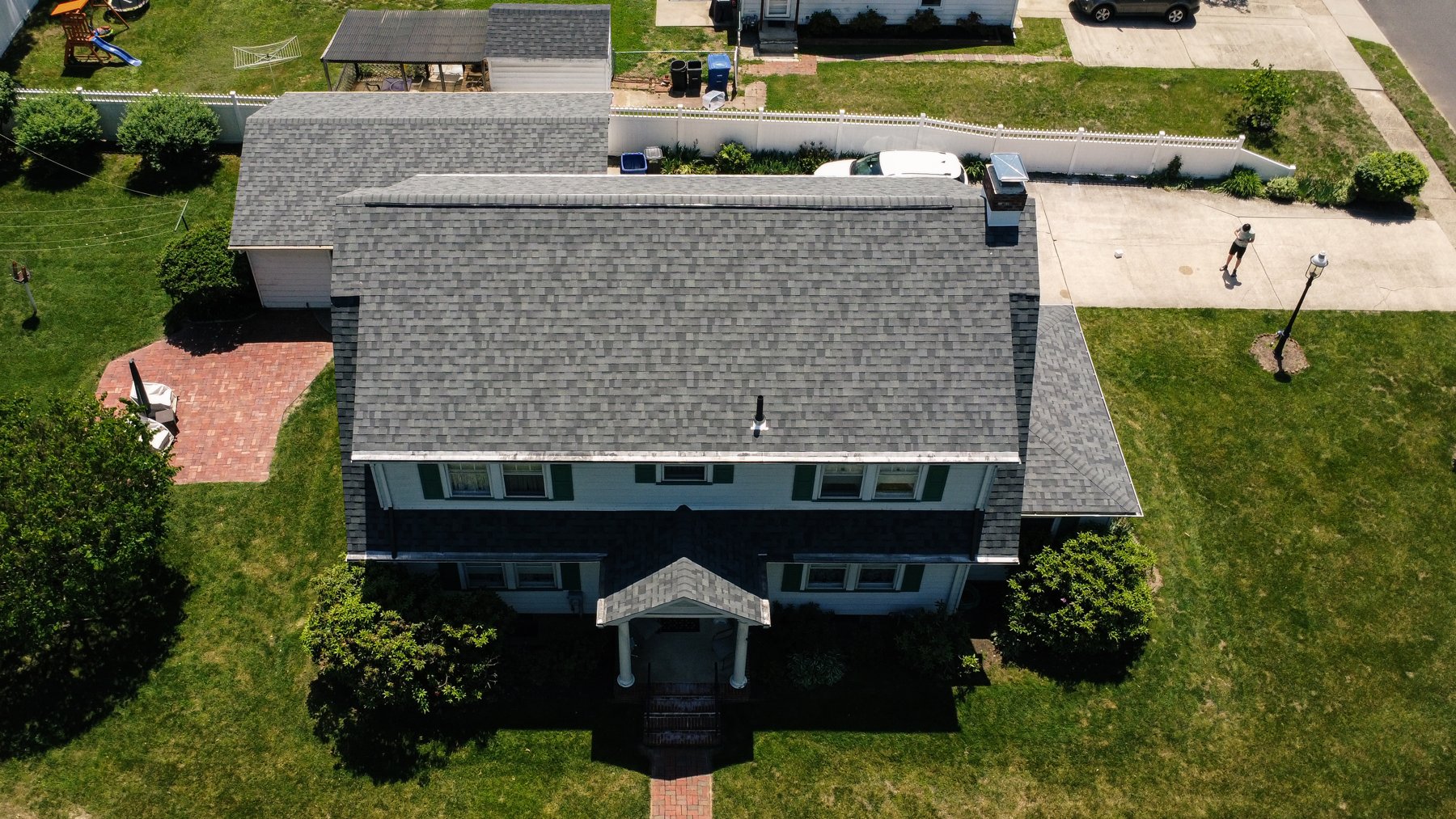Drone photo of completed roof replacement on Pitman NJ home